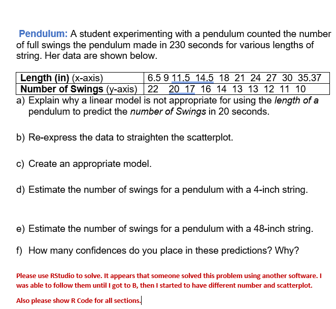 Solved Pendulum: A student experimenting with a pendulum | Chegg.com