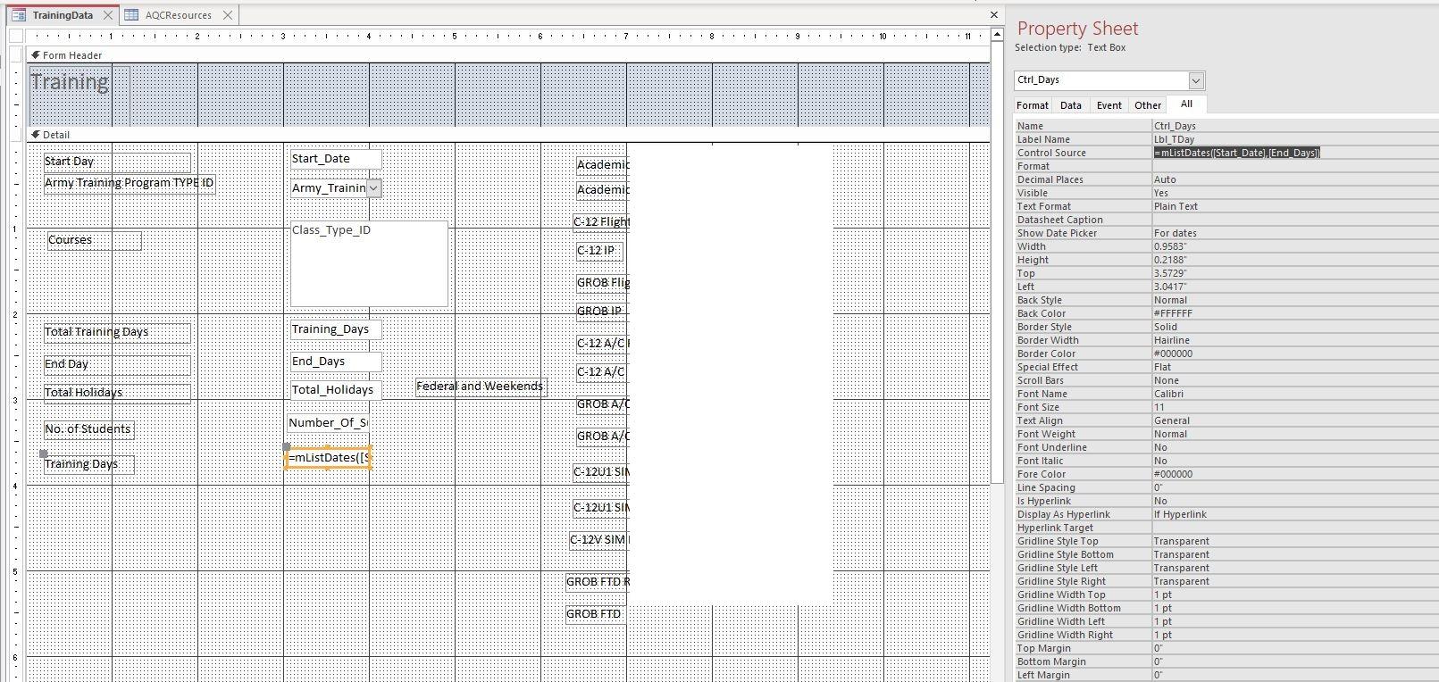 Solved Microsoft Access 2016 I tried to print all the days | Chegg.com
