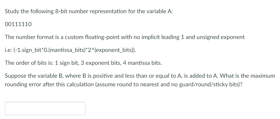 Solved Study the following 8-bit number representation for | Chegg.com
