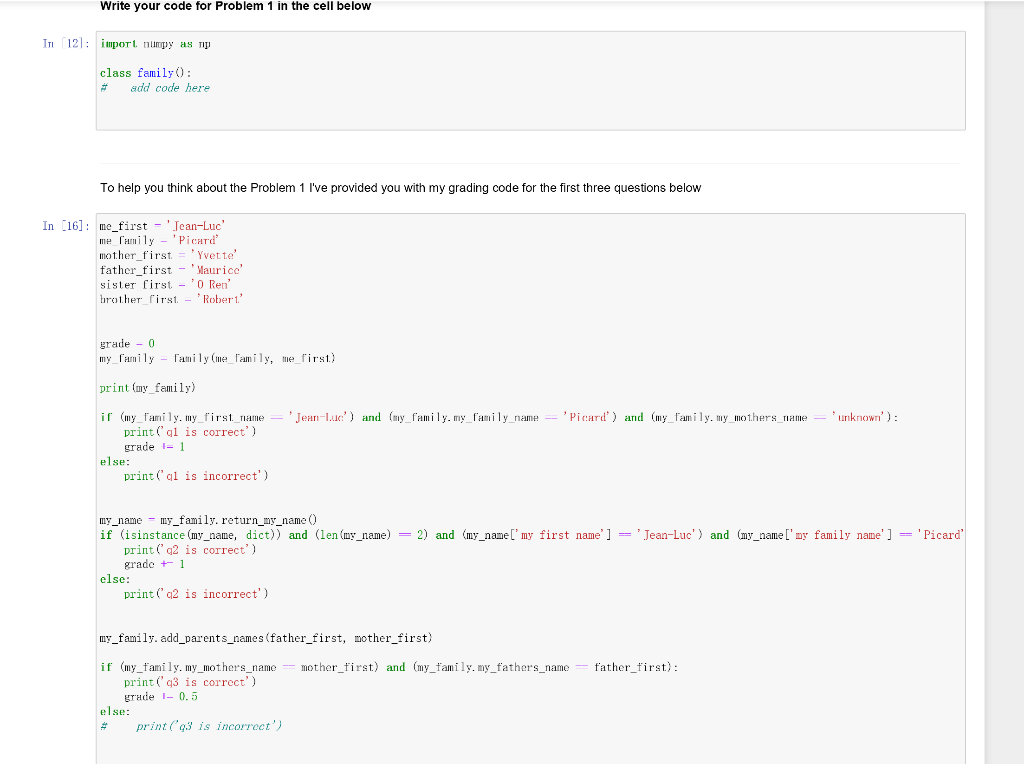 Solved Create a Python class family, which will have the | Chegg.com
