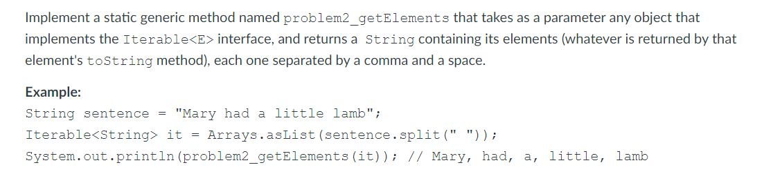 Solved Implement a static generic method named | Chegg.com