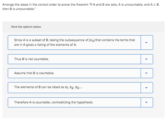 Solved Arrange The Steps In The Correct Order To Prove The | Chegg.com