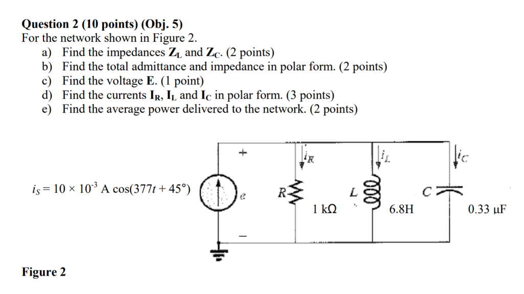 Solved Question 2 (10 points) (Obj. 5) For the network shown | Chegg.com