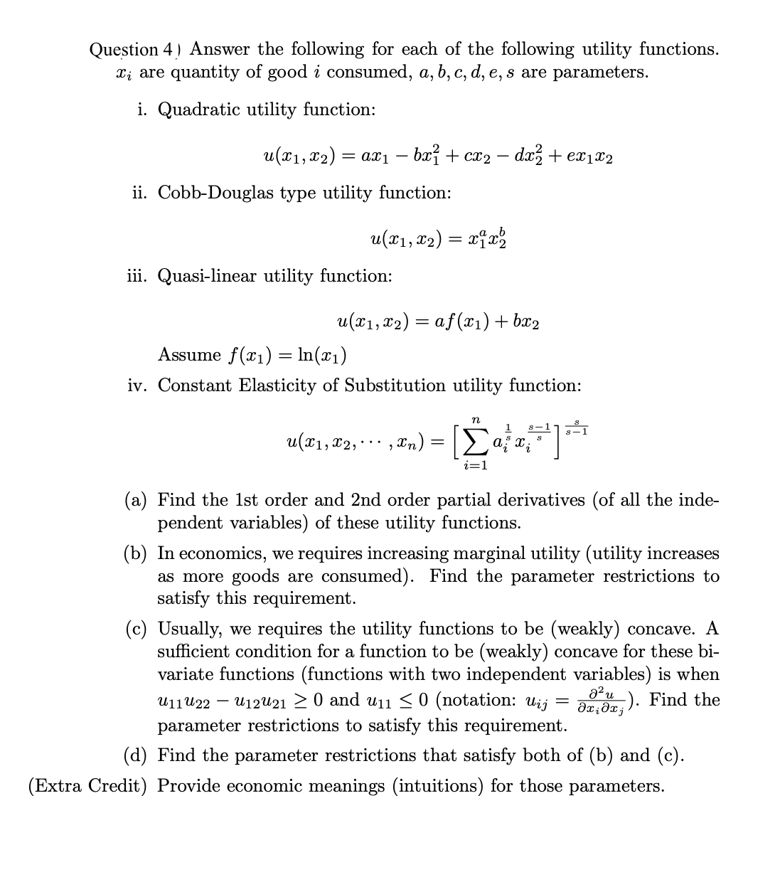 Solved Question 4: Answer The Following For Each Of The | Chegg.com