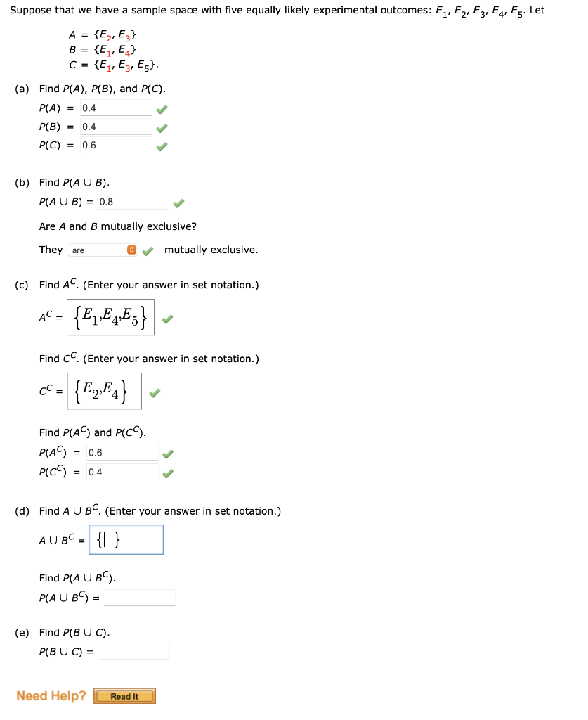 Solved Suppose that we have a sample space with five equally | Chegg.com