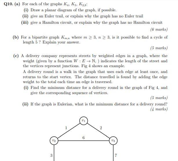 Q10. (a) For each of the graphs K₁, K5, K2,3: (i) | Chegg.com