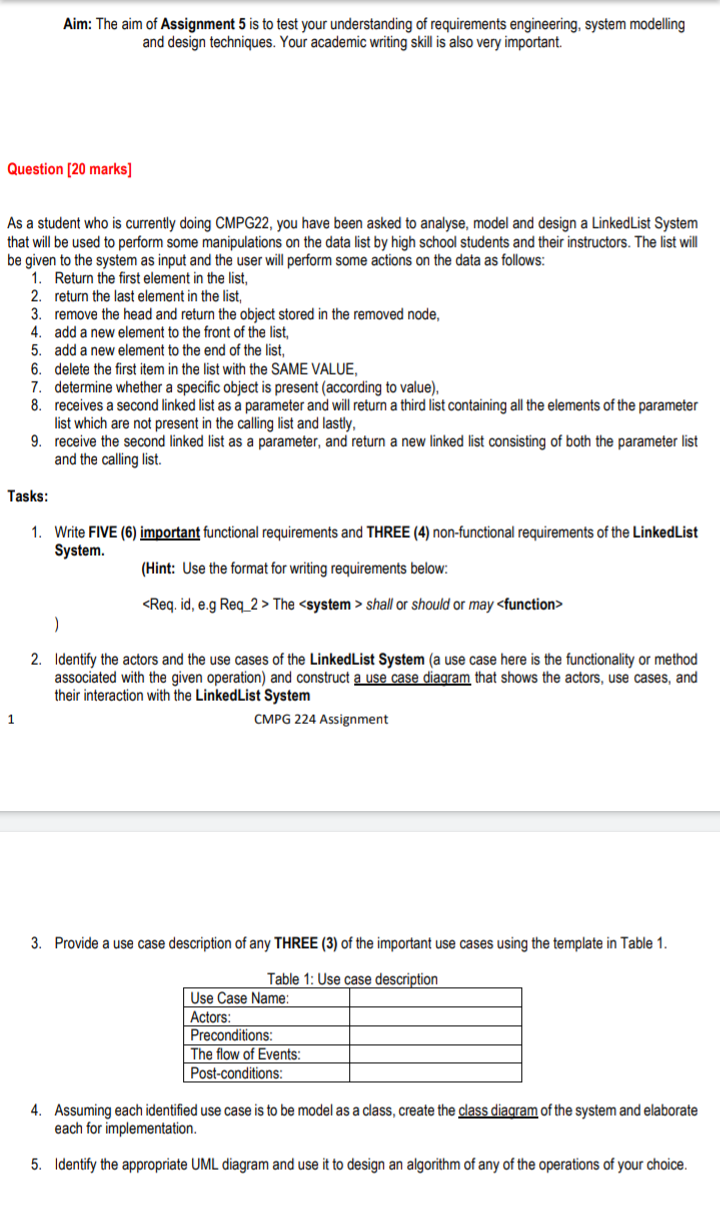 Solved Aim: The aim of Assignment 5 is to test your | Chegg.com