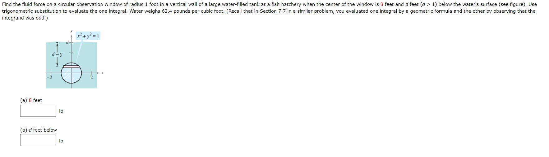 find the fluid force on the vertical side of the tank rectangle
