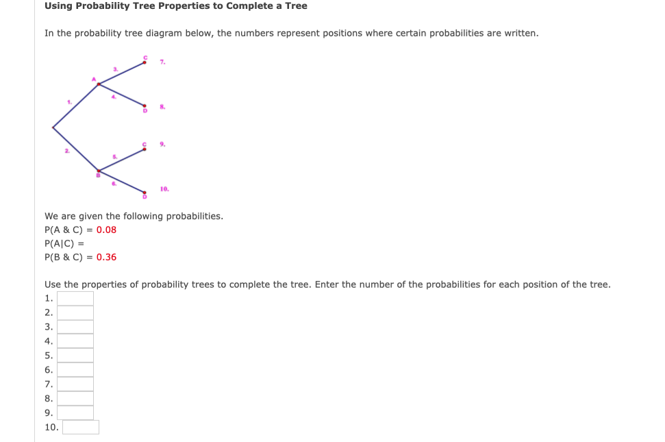 Solved Using Probability Tree Properties to Complete a Tree