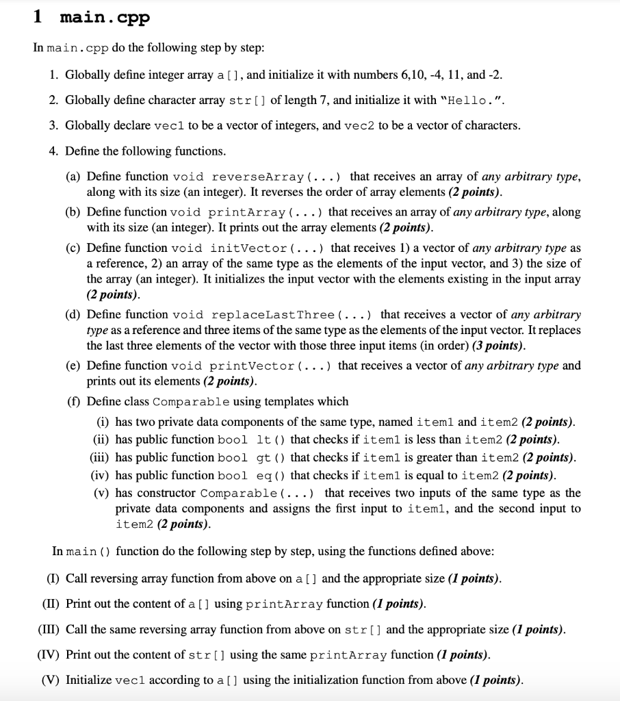 Solved main. Cpp In main. cpp do the following step by step: | Chegg.com