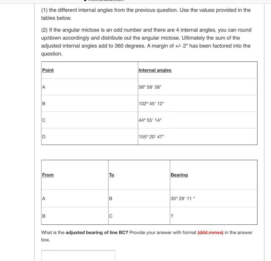 Solved Question 3 1 pts The measurement of four internal | Chegg.com