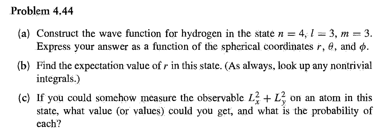 Solved Problem 4.44 I (a) Construct the wave function for | Chegg.com