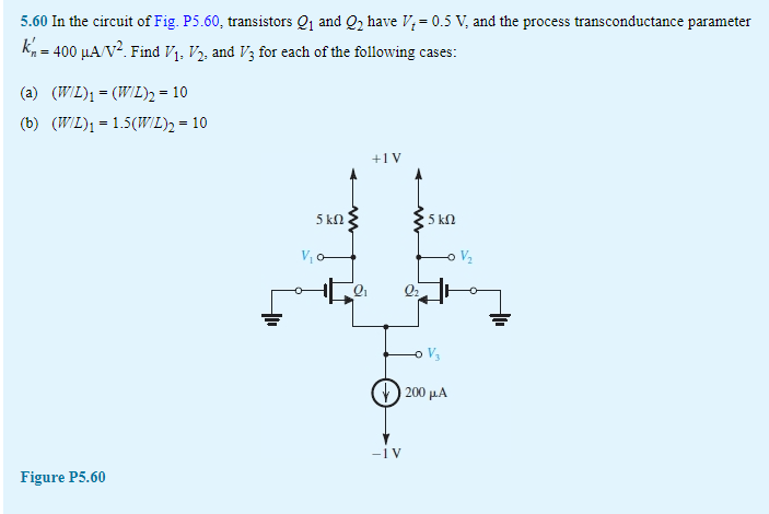 Solved 5.60 In The Circuit Of Fig. P5.60, Transistors Q1 And | Chegg.com