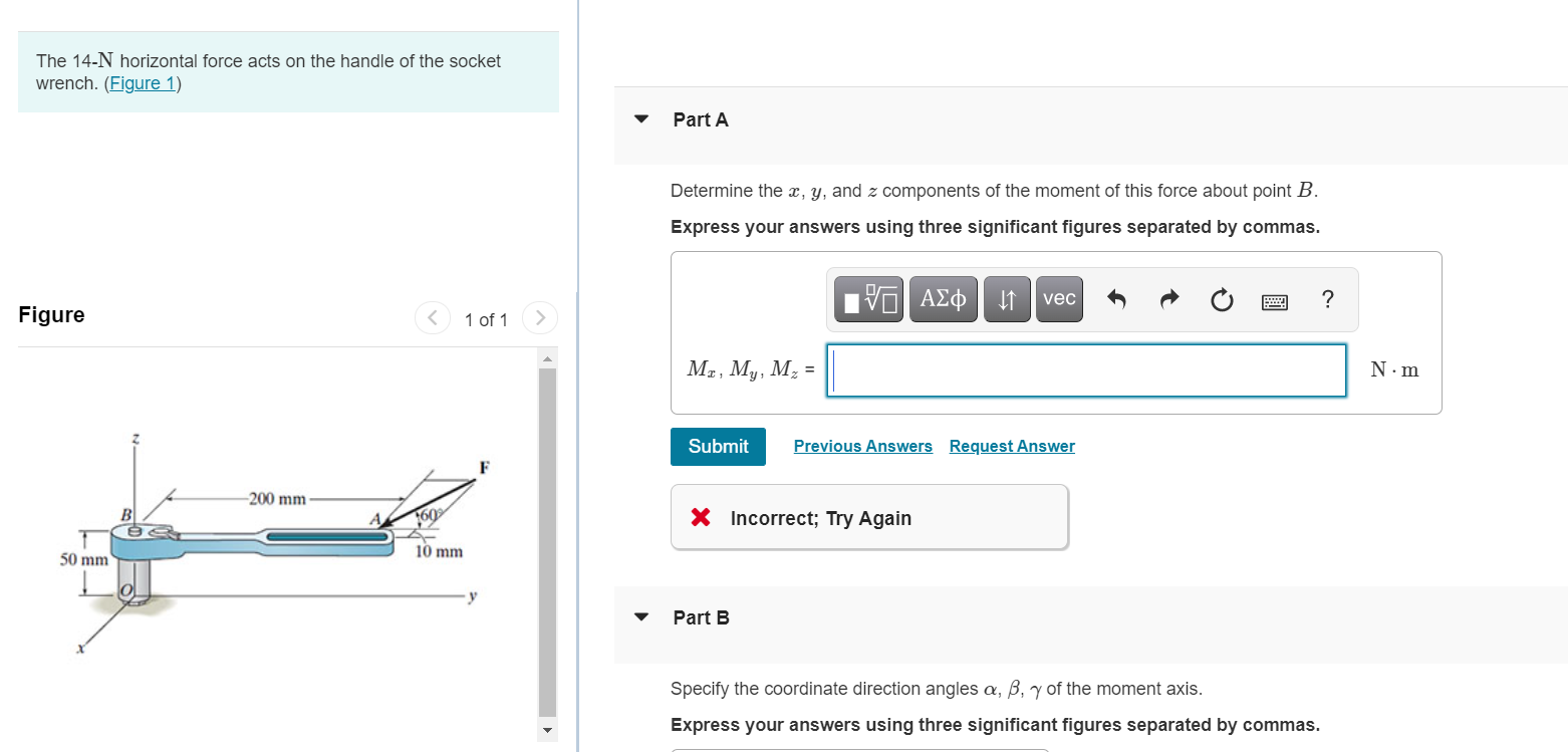 Solved The 14-N horizontal force acts on the handle of the | Chegg.com