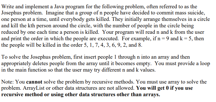 Solved IT MUST BE WRITTEN IN JAVA AND HAVE ARRAYS! NO | Chegg.com