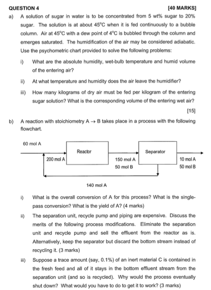 Solved QUESTION 4 [40 MARKS] a) A solution of sugar in water | Chegg.com