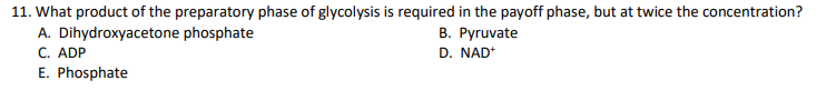 Solved 11 What Product Of The Preparatory Phase Of Chegg