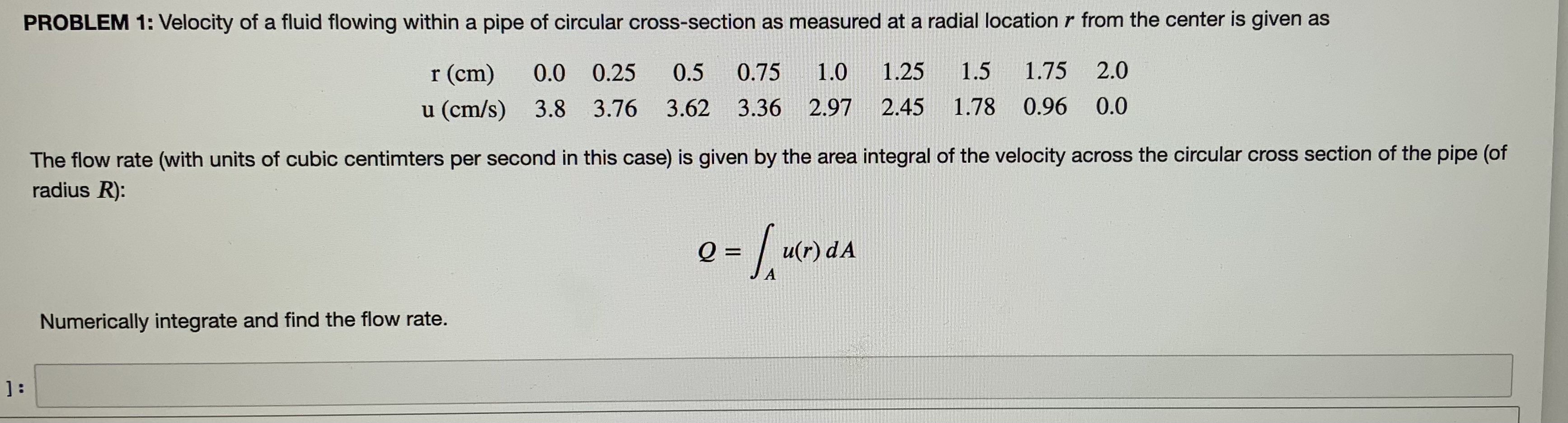 Solved The flow rate (with units of cubic centimters per | Chegg.com
