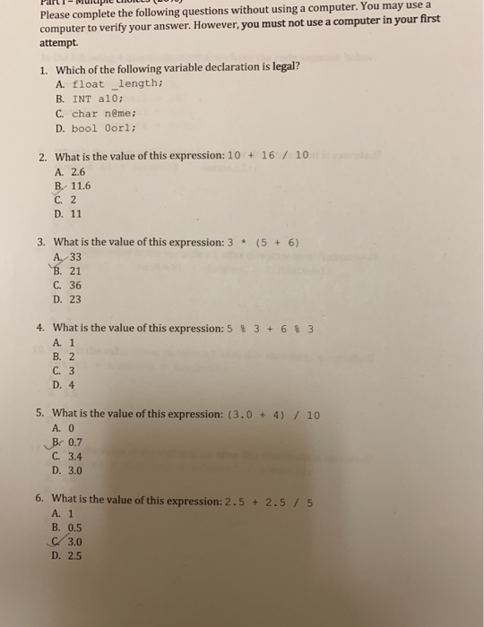 Solved Please complete the following questions without using | Chegg.com