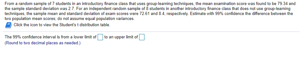 Solved From a random sample of 7 students in an introductory | Chegg.com