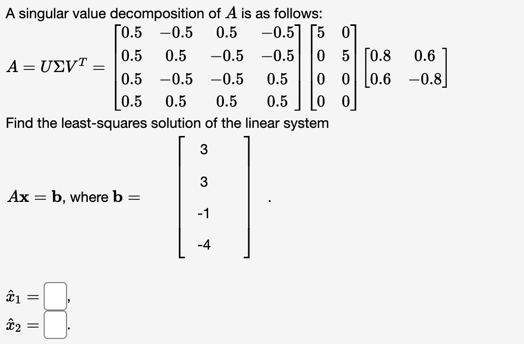 Solved A singular value decomposition of A is as follows: | Chegg.com