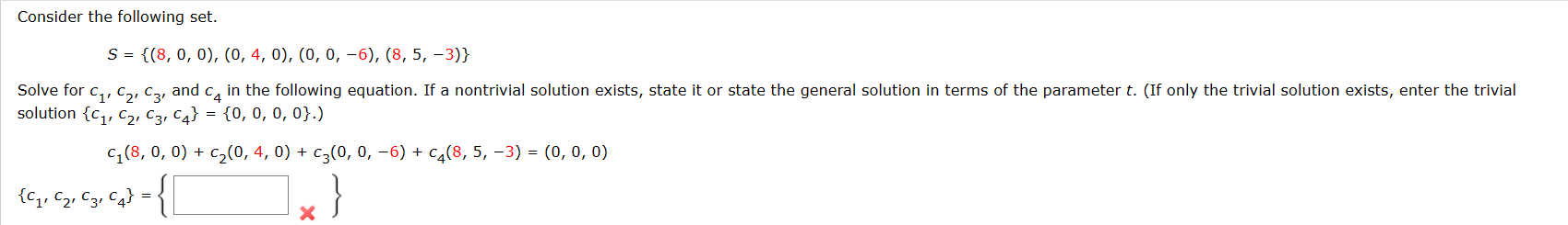 Solved Consider the following set. | Chegg.com