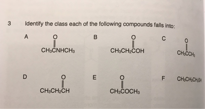 Solved 3 Identify the class each of the following compounds | Chegg.com