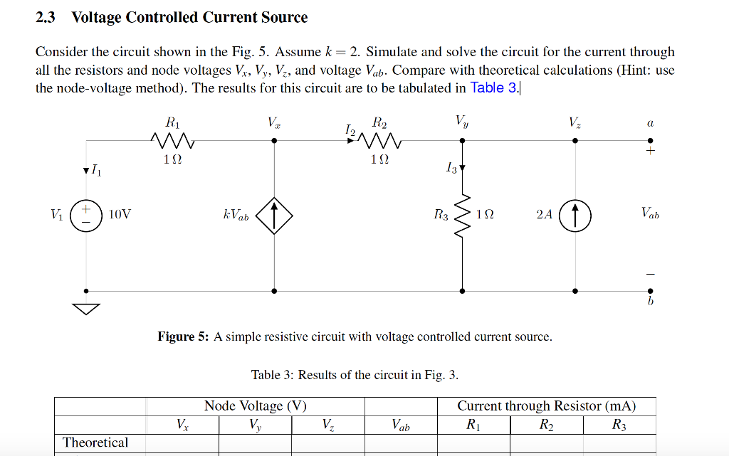 Solved 2.3 Voltage Controlled Current Source Consider the