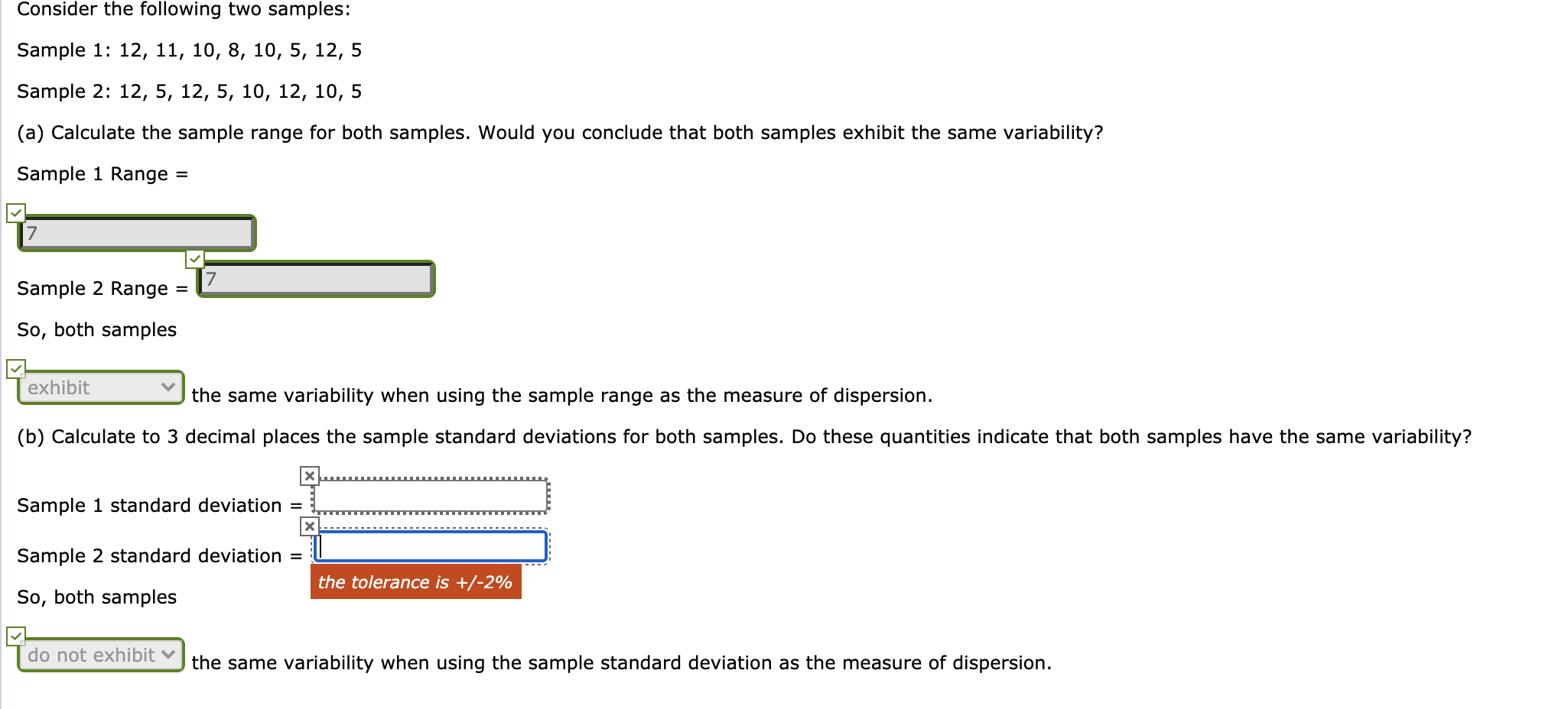 Solved Consider The Following Two Samples: Sample 1: 12, 11, | Chegg.com