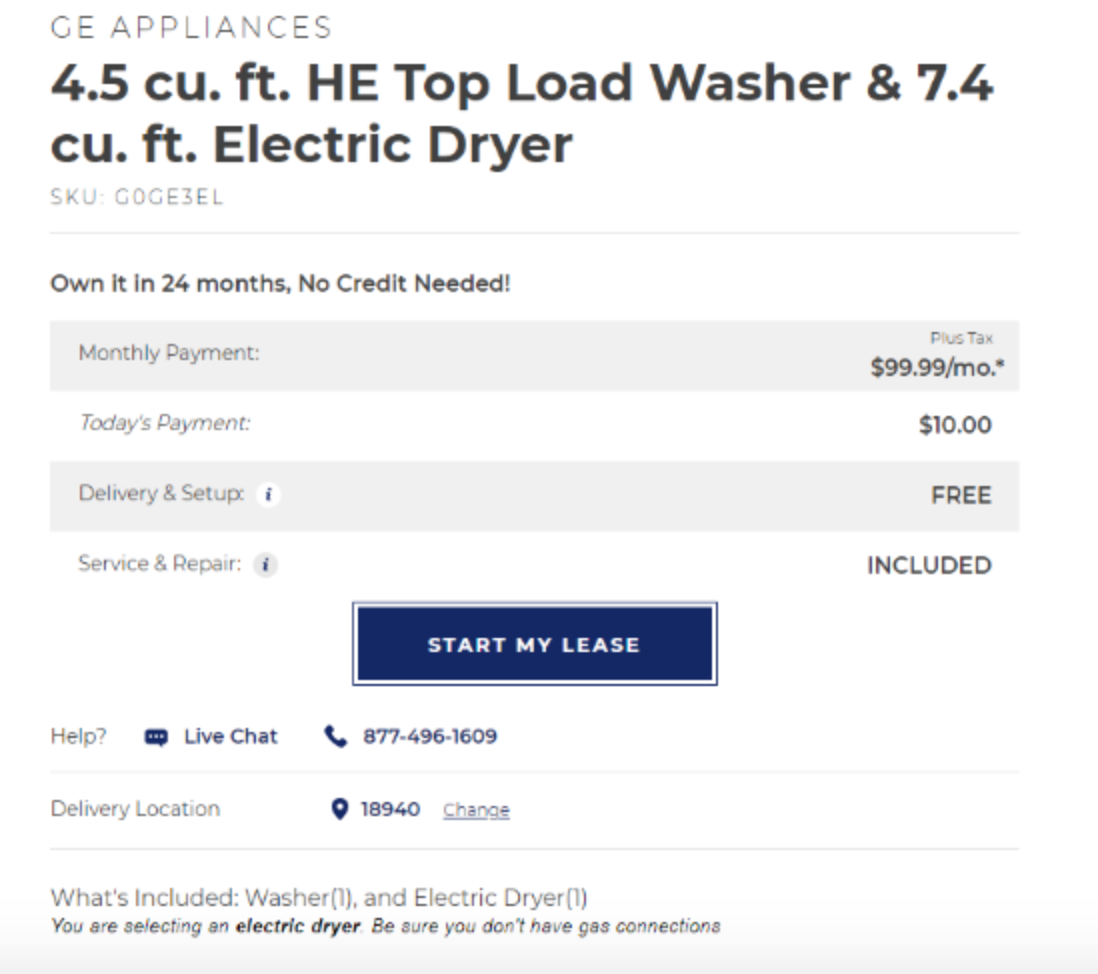 Washer dryer financing bad credit