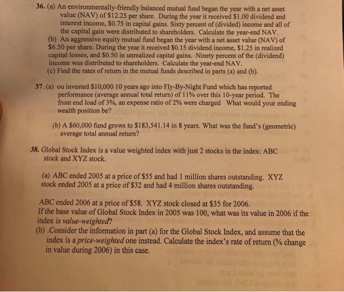 Solved 36. (a) An environmentallyfriendly balanced mutual