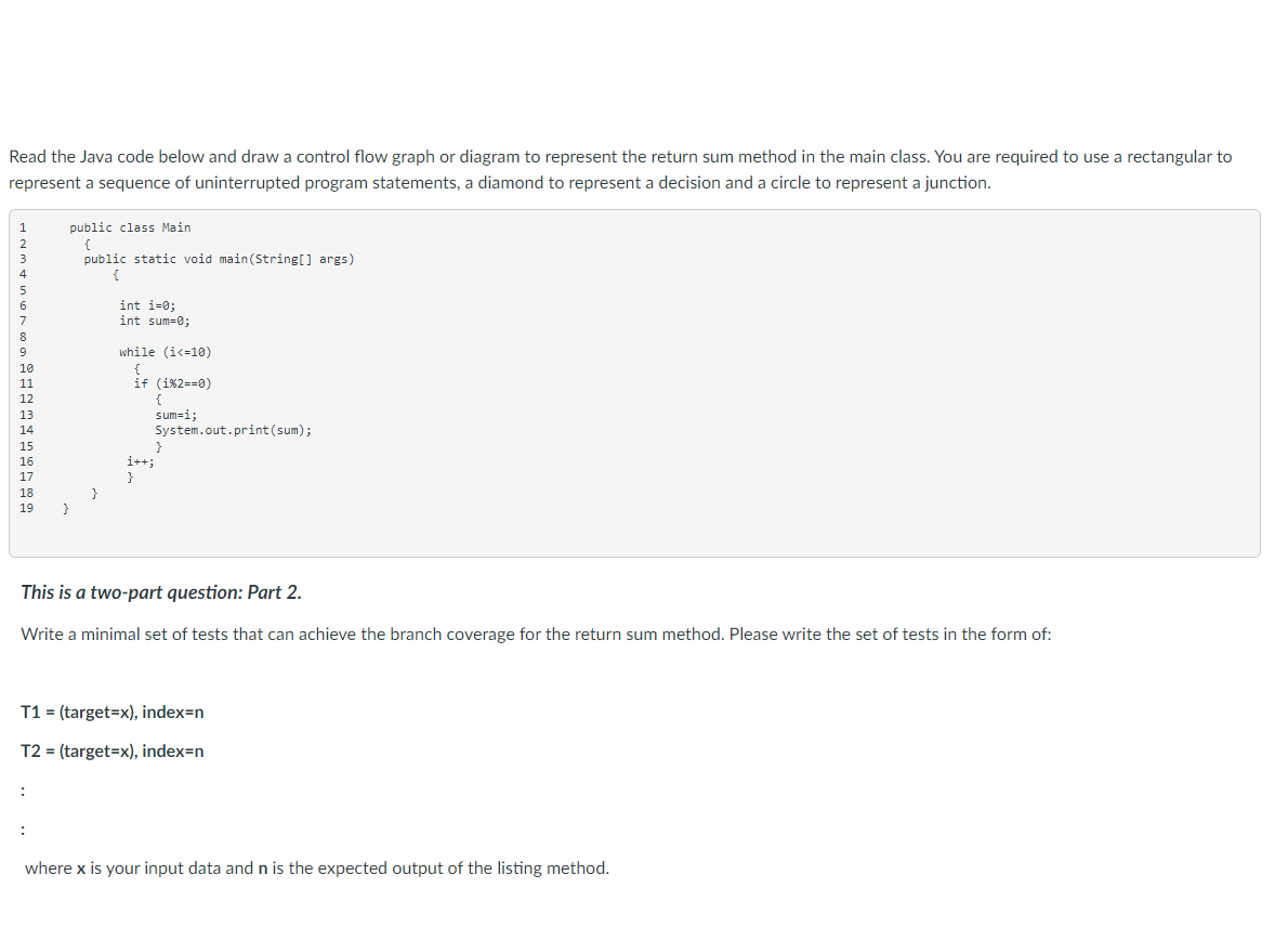 Solved Read the Java code below and draw a control flow | Chegg.com