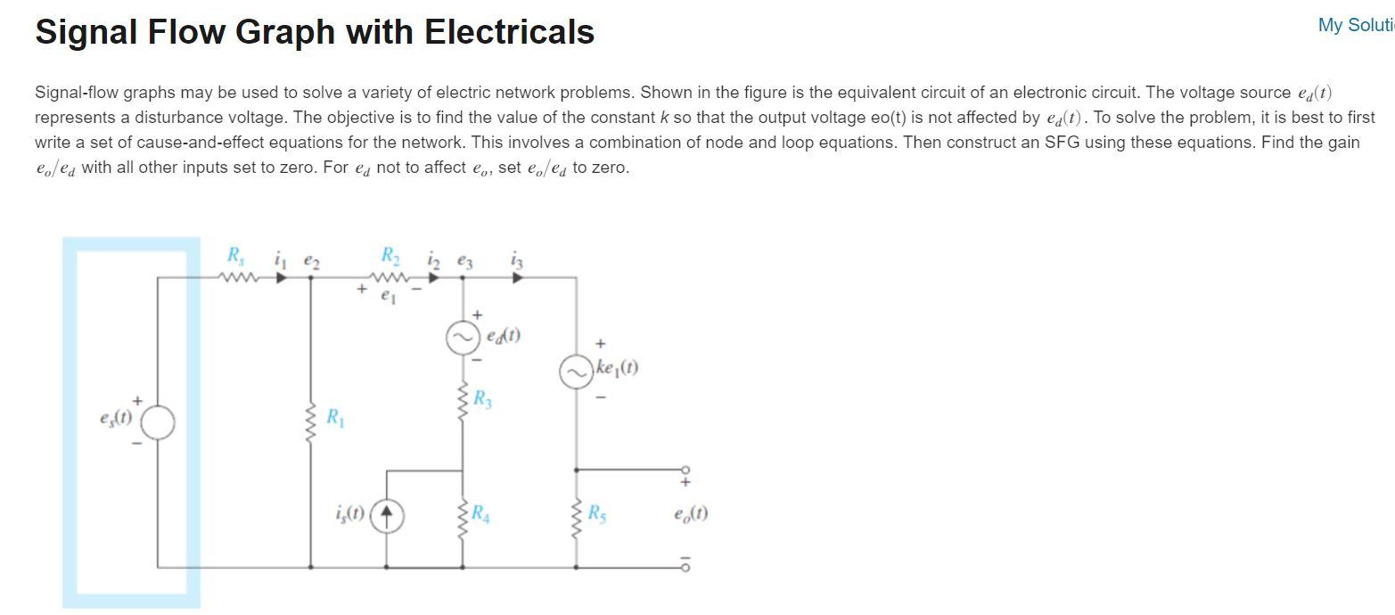 Solved Signal Flow Graph with Electricals My Soluti | Chegg.com