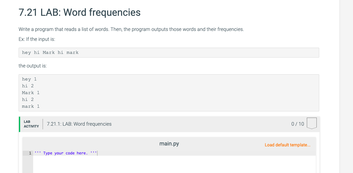 Solved 721 Lab Word Frequencies Write Program Reads List