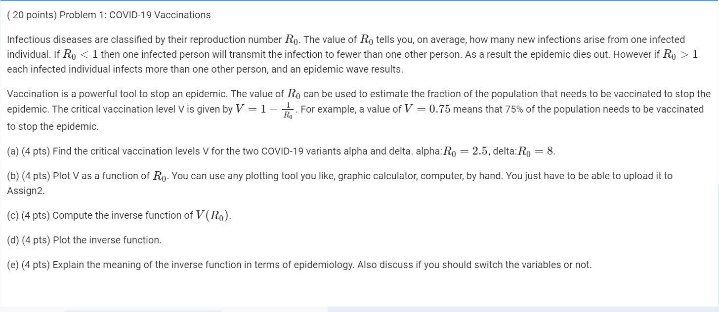 Solved ( 20 points) Problem 1: COVID-19 Vaccinations | Chegg.com