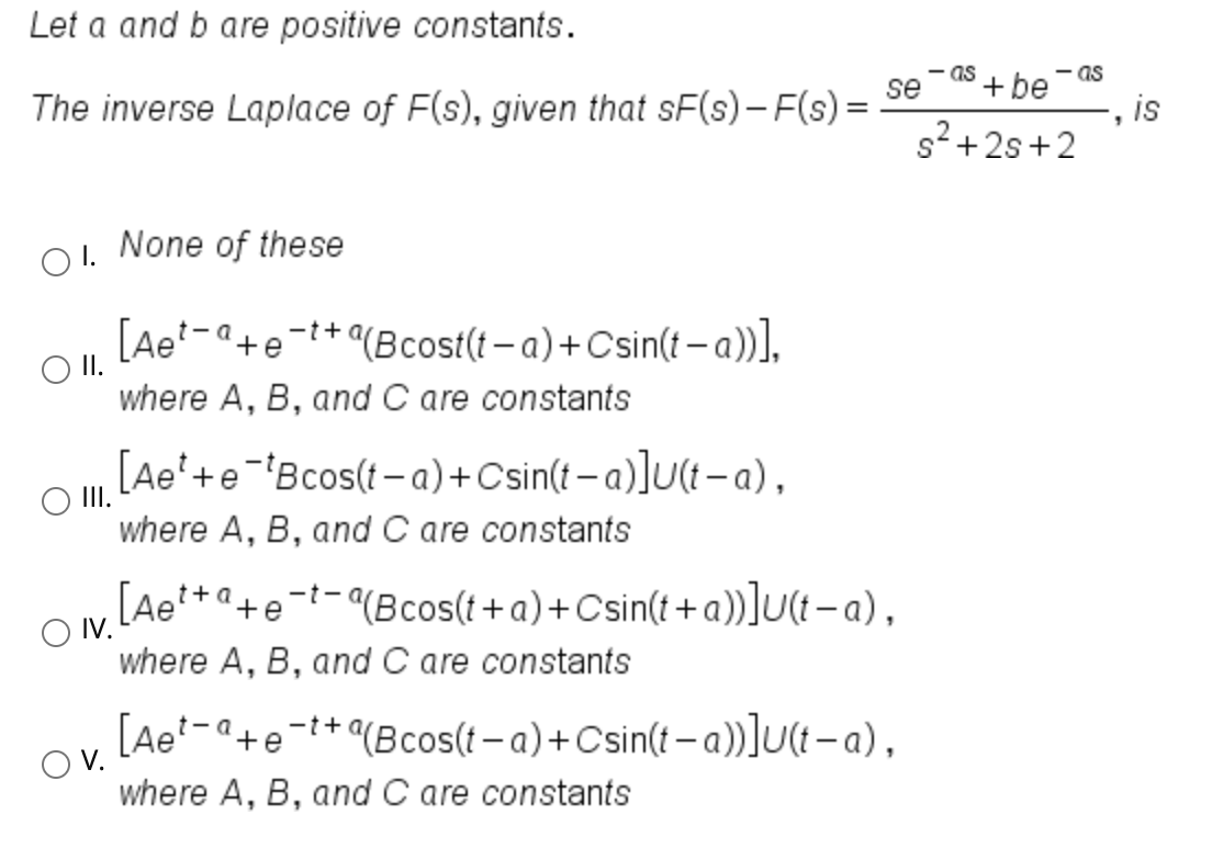 Let A And B Are Positive Constants The Inverse Chegg Com