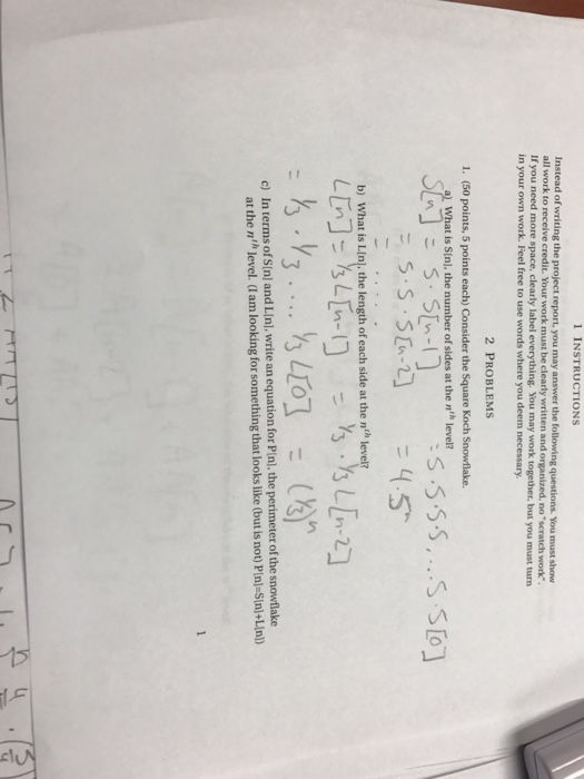 Solved Consider the square Koch Snowflake. a) What is S[n],