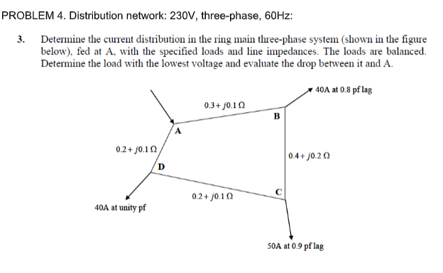 Solved PROBLEM 4. Distribution network: 230V, three-phase, | Chegg.com
