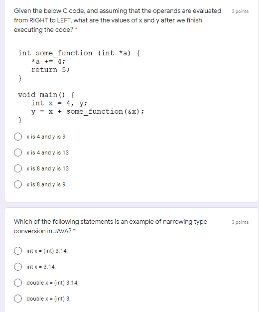 Solved 3 points Given the below C code, and assuming that | Chegg.com
