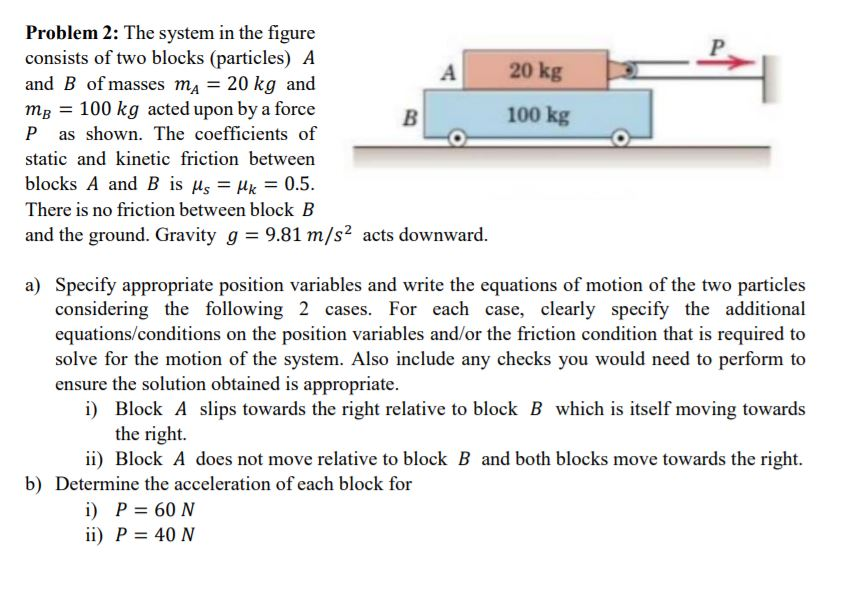 Solved Problem 2: The system in the figure consists of two | Chegg.com