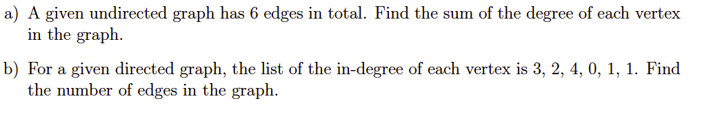 Solved a) A given undirected graph has 6 edges in total. | Chegg.com