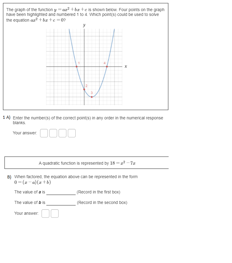 Solved The Graph Of The Function Y Ax2 Bx C Is Shown Chegg Com