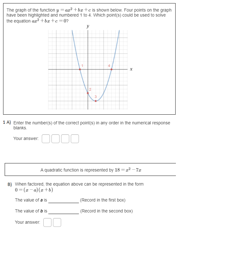 The Graph Of The Function Y Ax2 Bx C Is Shown Chegg Com