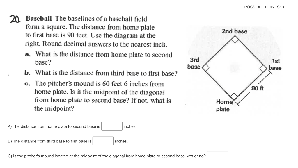 Solved POSSIBLE POINTS 3 2nd base 20. Baseball The