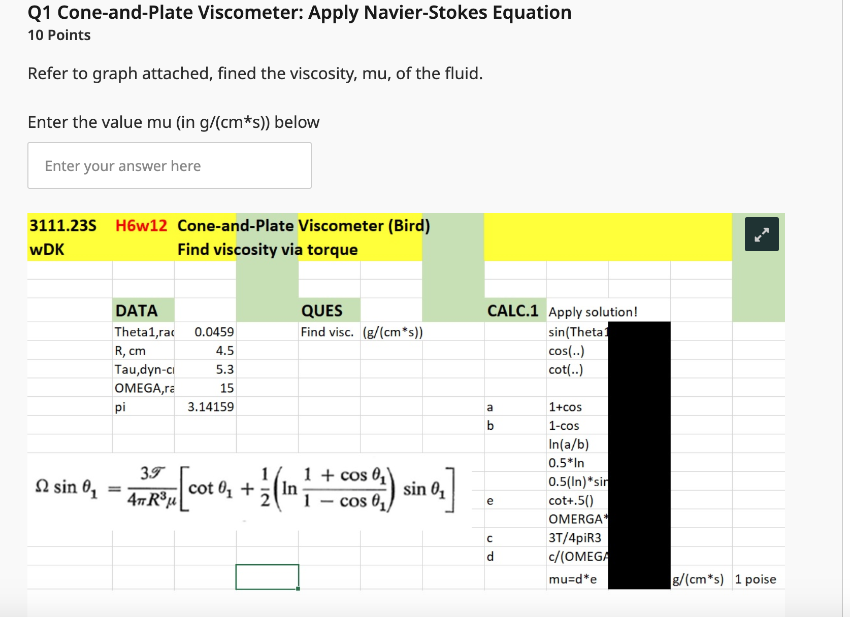 [Solved] Q1 ConeandPlate Apply NavierStokes
