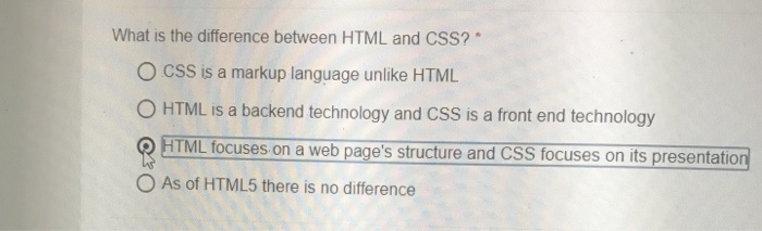 Solved What is the difference between HTML and CSS? ?CSS is | Chegg.com