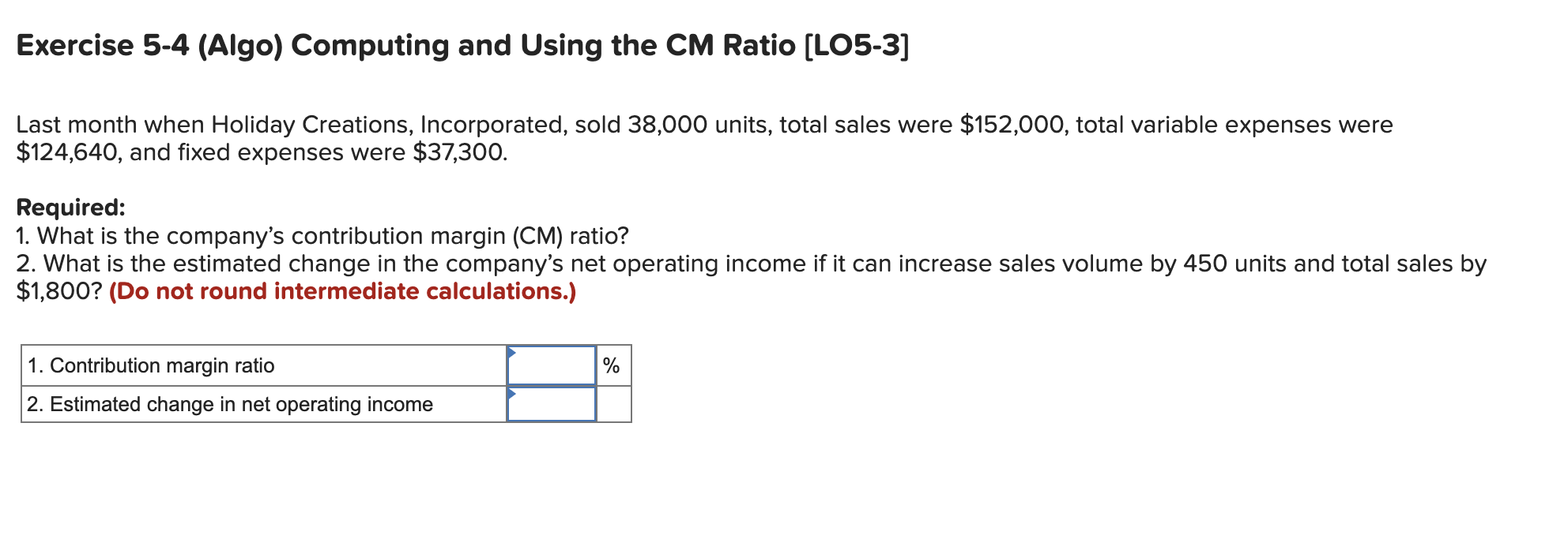 Solved Exercise 5-1 (Algo) The Effect Of Changes In Sales | Chegg.com