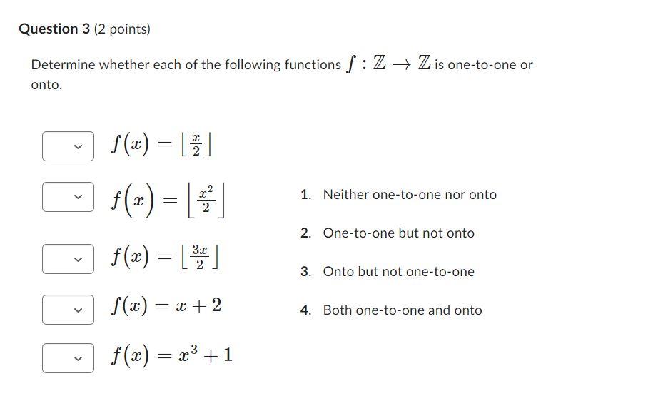 Solved Determine Whether Each Of The Following Functions | Chegg.com