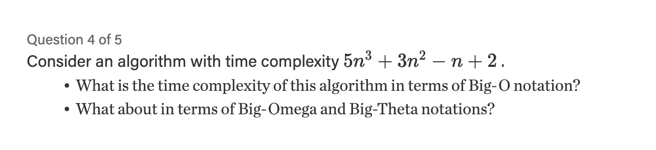 Solved Question 1 of 5 Define the terms Big-O, Big-Omega, | Chegg.com