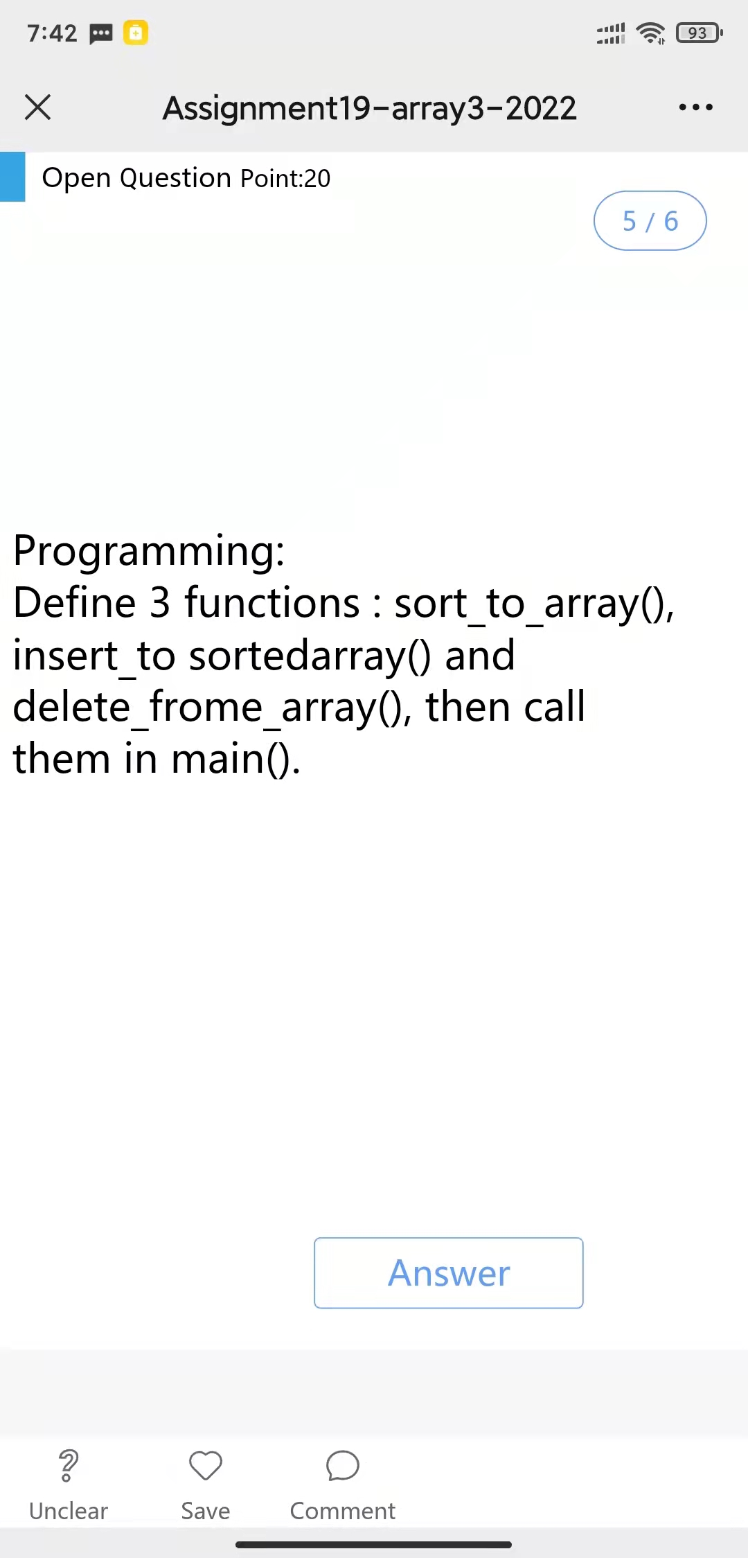 Solved 7:42 93 Х Assignment19-array3-2022 ... Open Question | Chegg.com